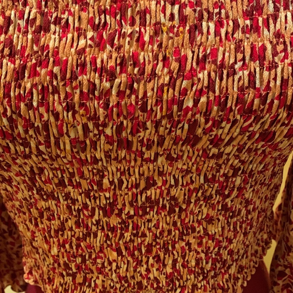 Poupette St. Barth Red Floral Smocked Blouse - Picture 6 of 13